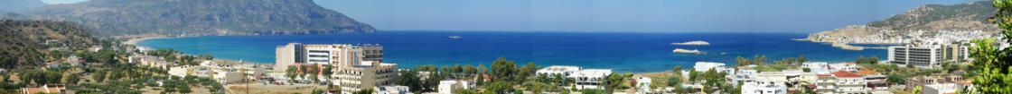 Panorama view Pigadia of Karpathos-stad Karpathos Griekenland