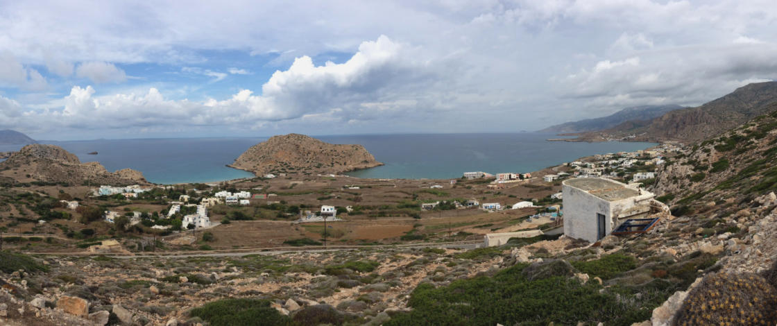 Zicht op de Akropolis van Arkasa Karpathos Griekenland