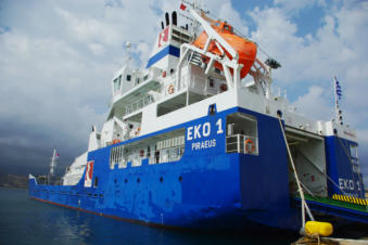 benzineboot op Karpathos Griekenland